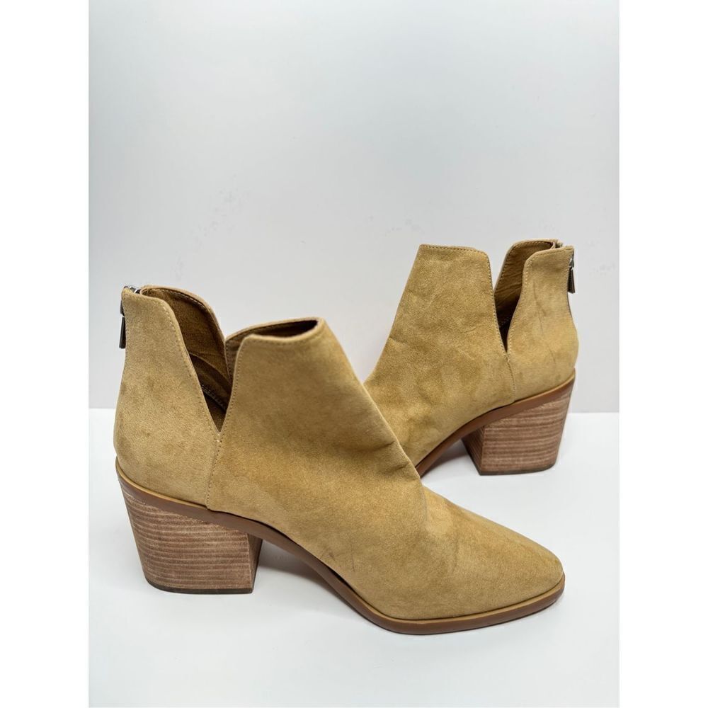 BP Boots Womens Size 9.5 Taupe Block Heel Cut Out Western Ankle Zip‎ Booties